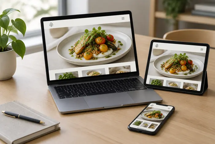The same website on laptop, tablet and phone